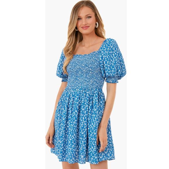 Hyacinth House Hyacinth House Blue Ditsy Floral Pai Mini Dress NWT Size Medium - Picture 3 of 9